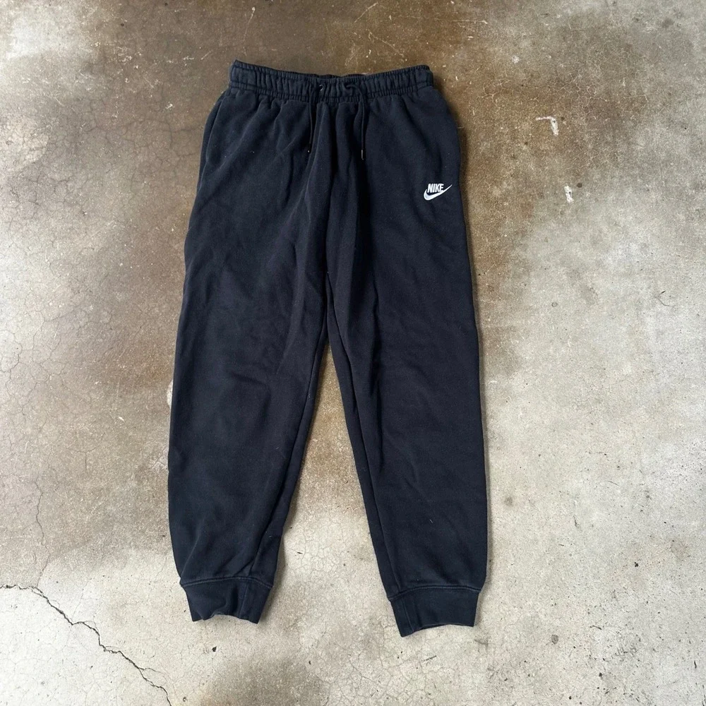 Nike Joggers Mens Small Black Fleece Sweatpants Embroidered Logo